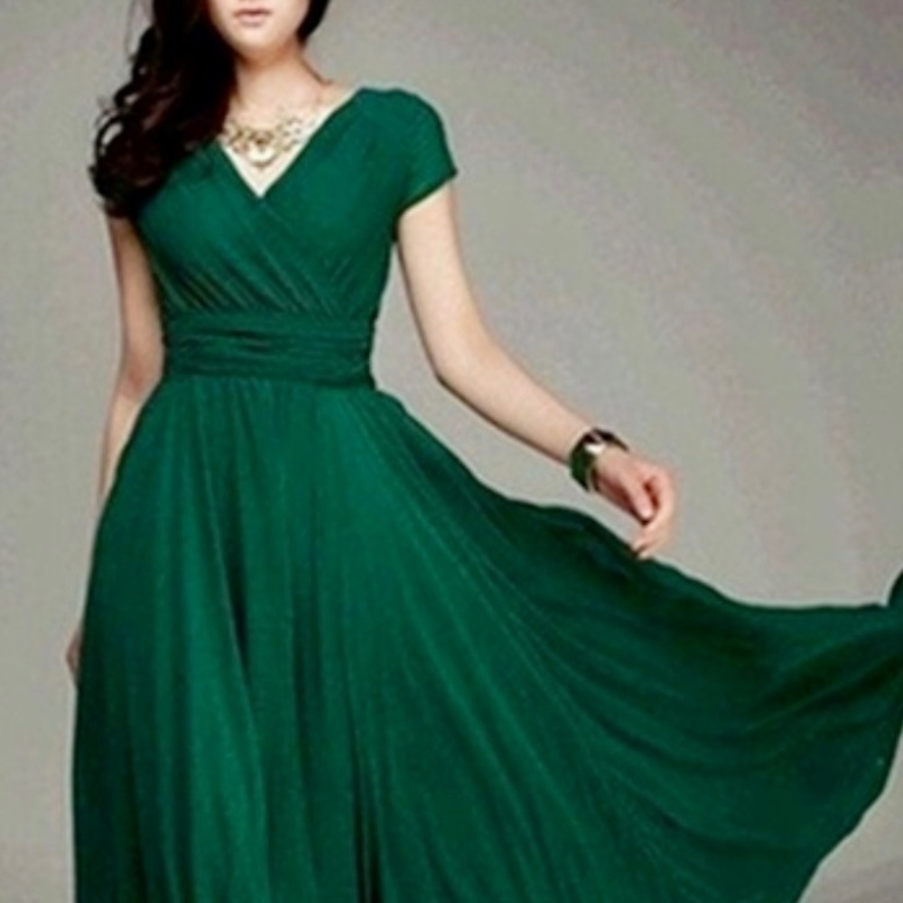 Green evening dress